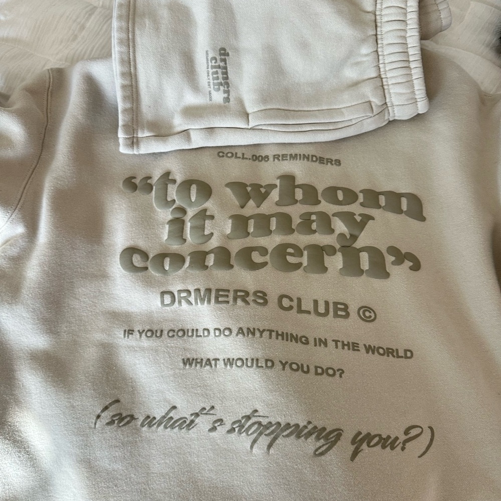 Drmers club Cream Graphic Sweatshirt and Joggers Set